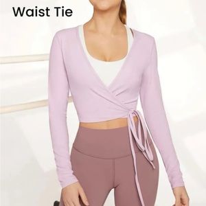 NEW Pink FeatherFit Tie Waist Wrap Around Top Size XL GLOWMODE